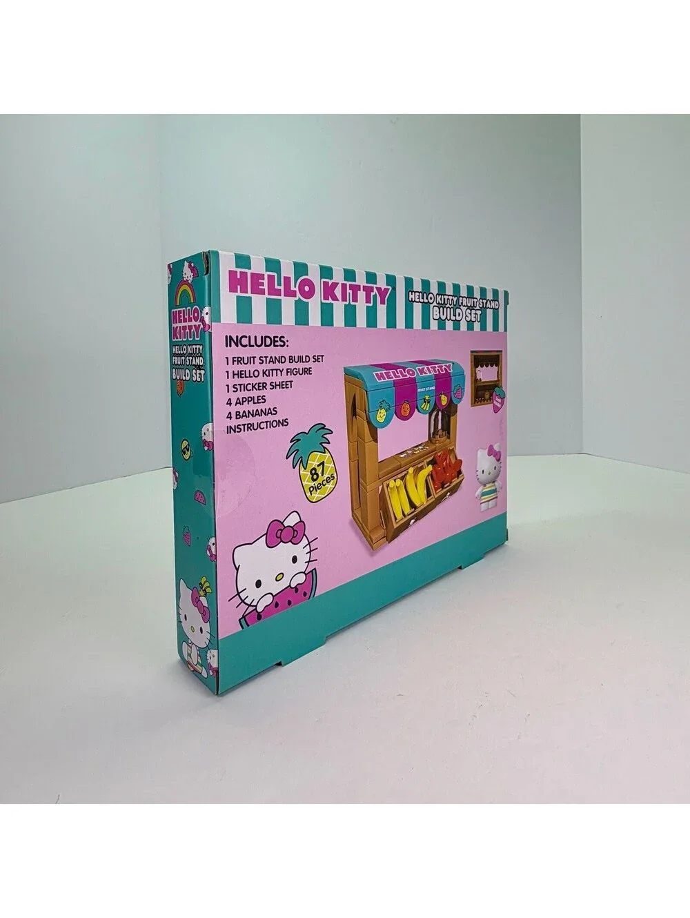 Sanrio Hello Kitty Fruit Stand Build Set 87 Pieces with Figure and Stickers, New